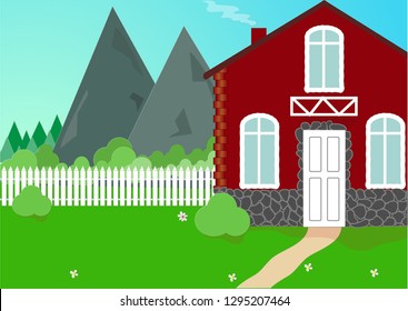 House with garden mountain view
