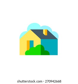 House with garden, Property icon, vector