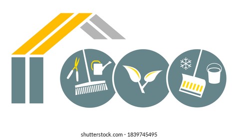 House and garden service graphic in vector quality.