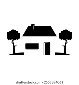 House and garden tree design vector