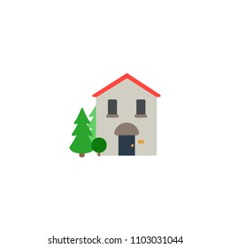 House with Garden Vector Flat Icon