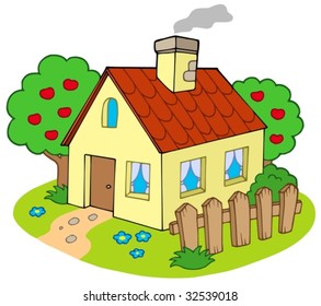 Haus mit Garten - Vektorgrafik.