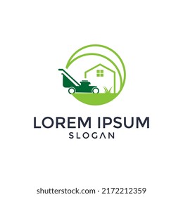 Hausgartenmaschine Logo Vektorgrafik einzeln auf weißem Hintergrund
