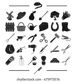 house, gardening, recreation and other web icon in black style.hairstyles, hygiene, country icons in set collection.
