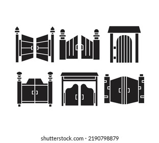 House Gate And Fence Icons Illustration