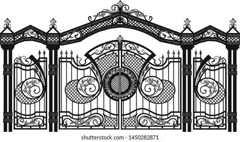 House gate and fence vector. wallpaper. FORGED PRODUCTS