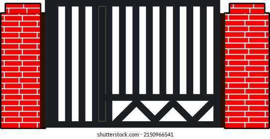 House gate iron gate flat style vector good for element design 