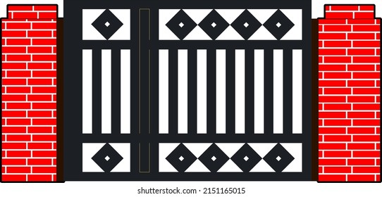 Vector de estilo plano de la puerta de la casa puerta de hierro adecuado para el diseño de elementos 