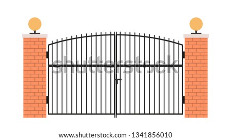 House gate vector. wallpaper. free space for text.