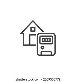 House gauge meter line icon. linear style sign for mobile concept and web design. Outdoor thermometer outline vector icon. Symbol, logo illustration. Vector graphics