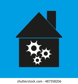 house, gear, technology, vector icon