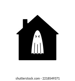 House with ghosts. ghost in home. Halloween illustration