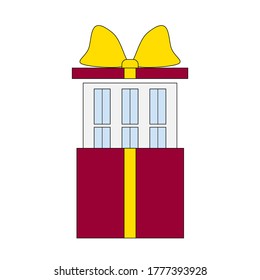 House in a gift box. Vector illustration on a white background.