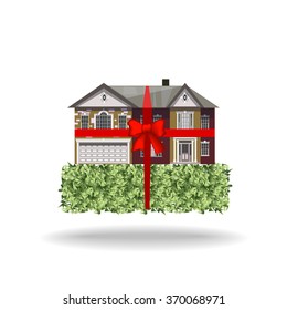 House as a gift on the grass