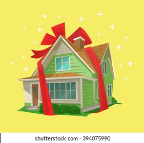 House gift. Vector flat illustration