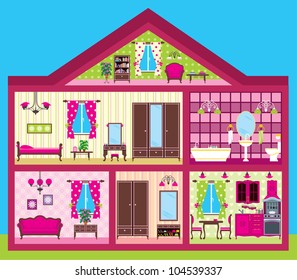 House for the girl in a cut. vector