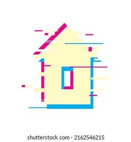 house with glitch effect over white
