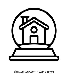 house globe decor piece Xmas editable outline icon.
