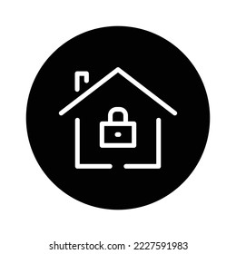 House glyph icon illustration with padlock. suitable for house locked icon. icon related to real estate. Simple vector design editable. Pixel perfect at 32 x 32