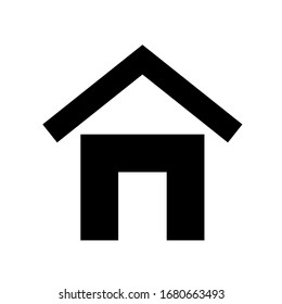 House glyph icon on white background. Home simple black isolated pictogram. Web sign. Geometric shape for games and apps. Real estate Vector element logo.