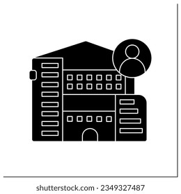 House glyph icon. Private mansion. Concept of city housing, real estate and mortgage loan. Map, navigation and user interface. Filled flat sign. Isolated silhouette vector illustration