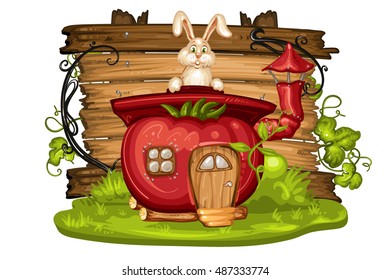 House for gnome made from tomato