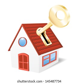 House with a golden key. Vector illustration