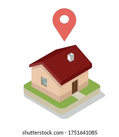 icono de gps de casa vector isométrico