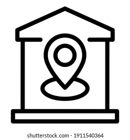 House gps location icon. Outline house gps location vector icon for web design isolated on white background