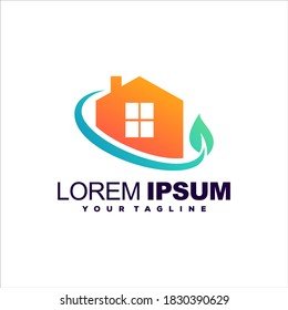 house gradient color logo design