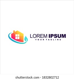 diseño de logotipo de color de gradiente de casa