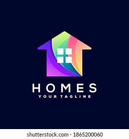 house gradient color logo design