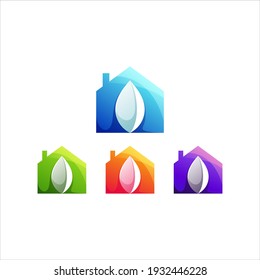 house gradient color logo design