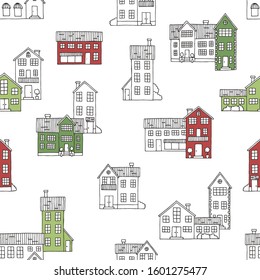 House graphic color seamless pattern background illustration vector