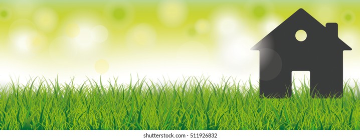 House in the grass on the bokeh background. Eps 10 vector file.