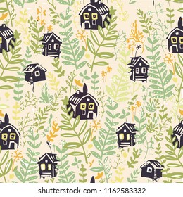 house grass vector seamless