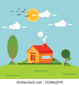 house in the grassland vector