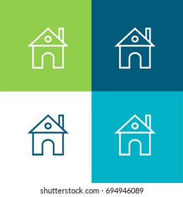 House green and blue material color minimal icon or logo design