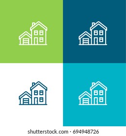 House green and blue material color minimal icon or logo design