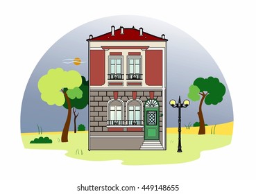 House with a green door
