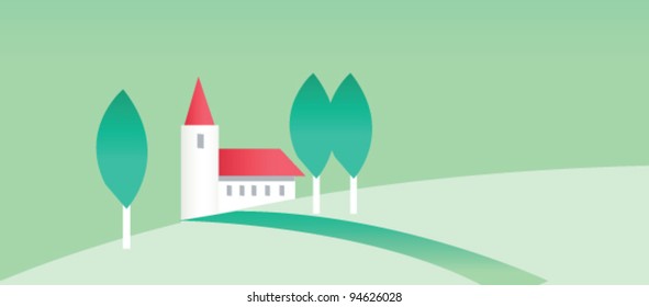 Casa y paisaje verde