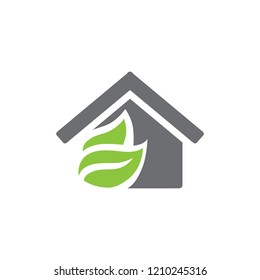 house with green leaves, vector icon