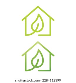 House and  green tree leaf. Eco house, simple line icon, vector, illustration. 