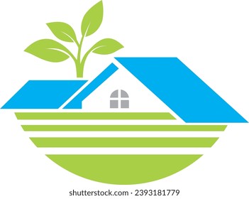 logotipo vectorial de la hoja verde de la aldea