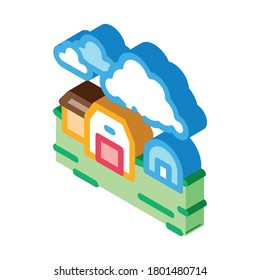house with greenhouse icon vector. isometric house with greenhouse sign. color isolated symbol illustration