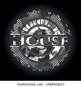 House grey camo emblem. Vector Illustration.