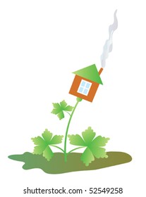 House grows on the stem from the ground