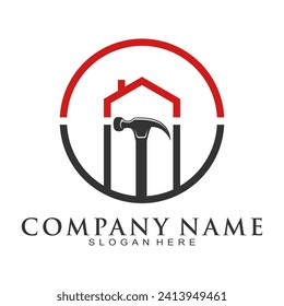 House and hammer illustration design vector