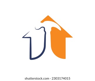 house with hammer logo design