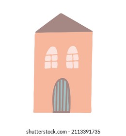 house hand drawn doodle, vector. decor, icon. scandinavian. minimalism. sticker, poster, card. building.